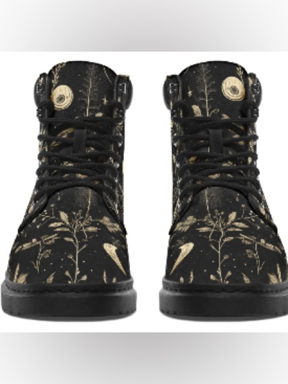 Rogue + Wolf Twilight Garden Classic Boots Black Floral Lace-Up Ankle Boots 9 - Picture 5 of 8